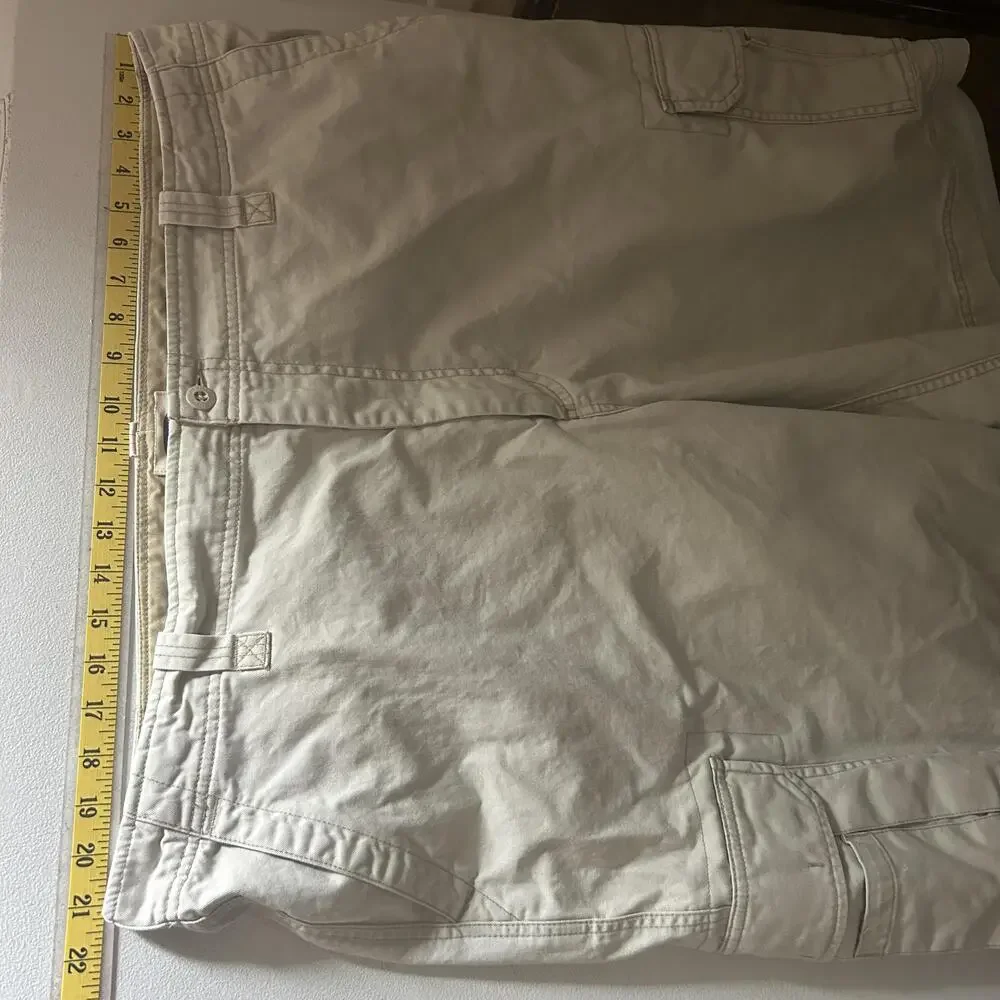 Old Navy Cargo Shorts Mens 42 Beige Cotton Flat Front Multi Pocket Summer Casual